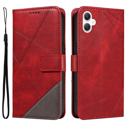 For Samsung Galaxy A06 Case Leather Geometric Line Wallet Phone Cover with Wrist Strap