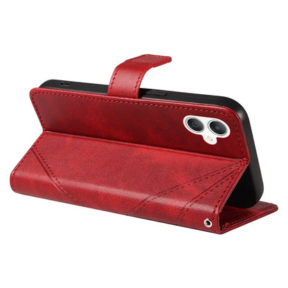 For Samsung Galaxy A06 Case Leather Geometric Line Wallet Phone Cover with Wrist Strap