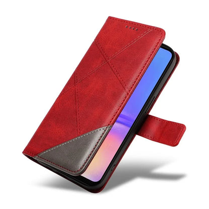 For Samsung Galaxy A06 Case Leather Geometric Line Wallet Phone Cover with Wrist Strap