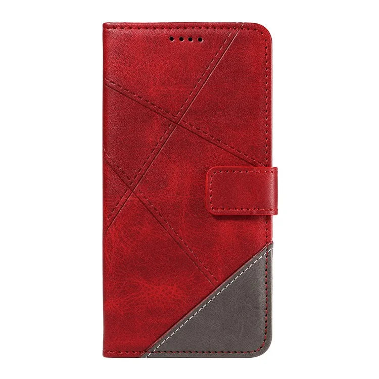 For Samsung Galaxy A06 Case Leather Geometric Line Wallet Phone Cover with Wrist Strap