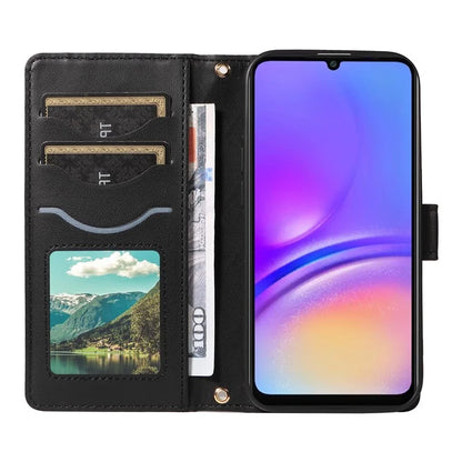 For Samsung Galaxy A06 Case Wallet Rhombus Leather Phone Cover with Shoulder Strap, Wrist Strap