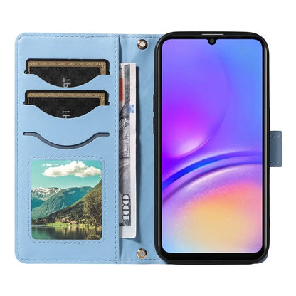 For Samsung Galaxy A06 Case Wallet Rhombus Leather Phone Cover with Shoulder Strap, Wrist Strap