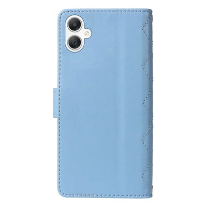 For Samsung Galaxy A06 Case Wallet Rhombus Leather Phone Cover with Shoulder Strap, Wrist Strap