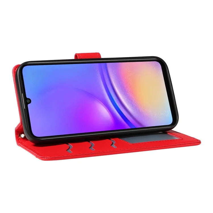 For Samsung Galaxy A06 Case Wallet Rhombus Leather Phone Cover with Shoulder Strap, Wrist Strap