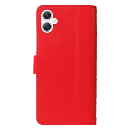 For Samsung Galaxy A06 Case Wallet Rhombus Leather Phone Cover with Shoulder Strap, Wrist Strap