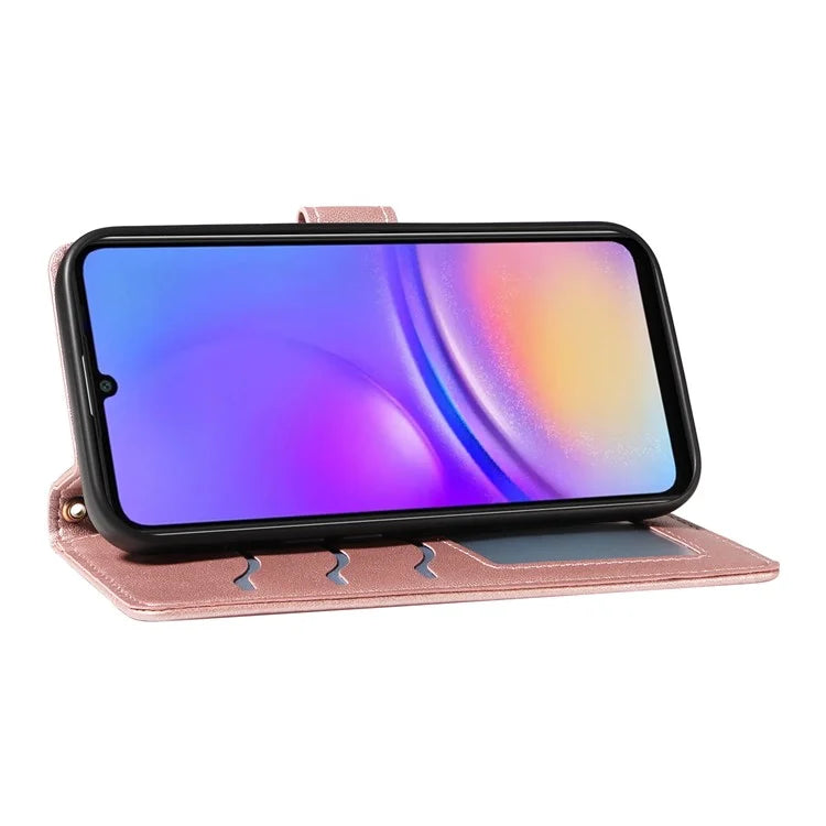 For Samsung Galaxy A06 Case Wallet Rhombus Leather Phone Cover with Shoulder Strap, Wrist Strap
