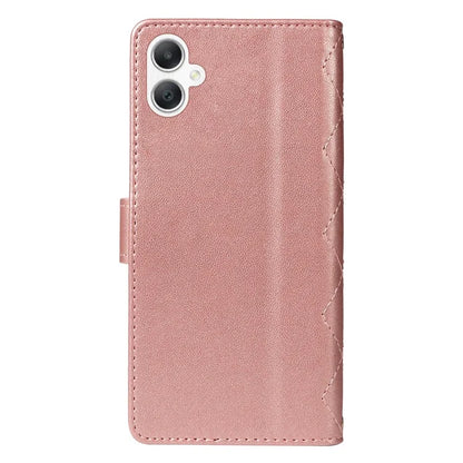For Samsung Galaxy A06 Case Wallet Rhombus Leather Phone Cover with Shoulder Strap, Wrist Strap