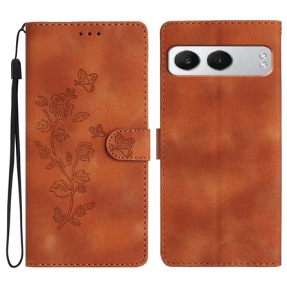 For OnePlus Nord 4 Case Leather Imprinted Flower Phone Cover Wallet with Wrist Strap