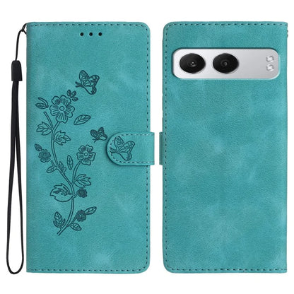For OnePlus Nord 4 Case Leather Imprinted Flower Phone Cover Wallet with Wrist Strap