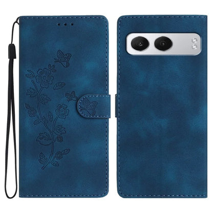 For OnePlus Nord 4 Case Leather Imprinted Flower Phone Cover Wallet with Wrist Strap