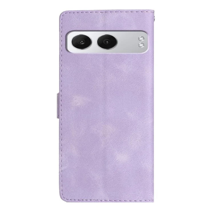 For OnePlus Nord 4 Case Leather Imprinted Flower Phone Cover Wallet with Wrist Strap