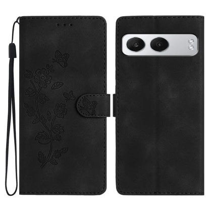For OnePlus Nord 4 Case Leather Imprinted Flower Phone Cover Wallet with Wrist Strap