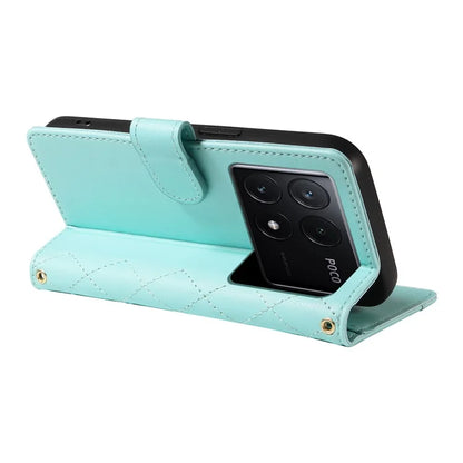 For Xiaomi Poco F6 Pro 5G / Redmi K70 5G / K70 Pro 5G Case Wallet Rhombus Leather Phone Cover with Shoulder Strap, Wrist Strap