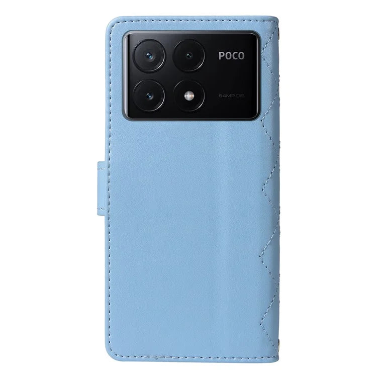 For Xiaomi Poco F6 Pro 5G / Redmi K70 5G / K70 Pro 5G Case Wallet Rhombus Leather Phone Cover with Shoulder Strap, Wrist Strap