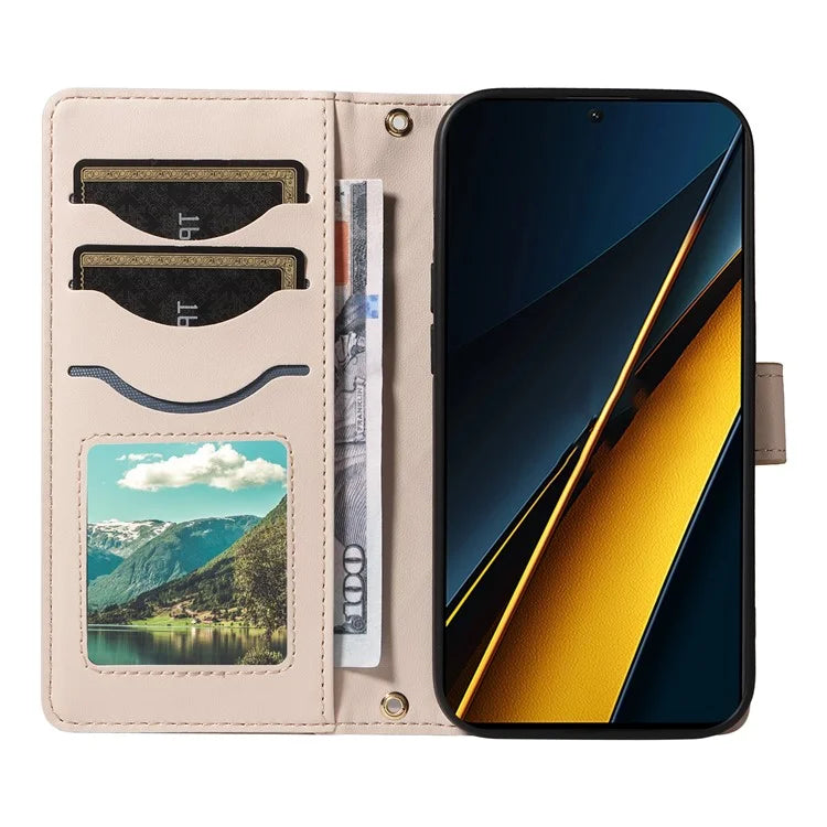 For Xiaomi Poco F6 Pro 5G / Redmi K70 5G / K70 Pro 5G Case Wallet Rhombus Leather Phone Cover with Shoulder Strap, Wrist Strap