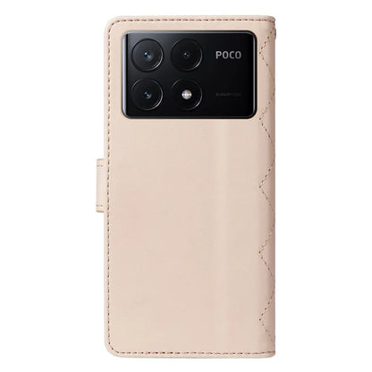 For Xiaomi Poco F6 Pro 5G / Redmi K70 5G / K70 Pro 5G Case Wallet Rhombus Leather Phone Cover with Shoulder Strap, Wrist Strap