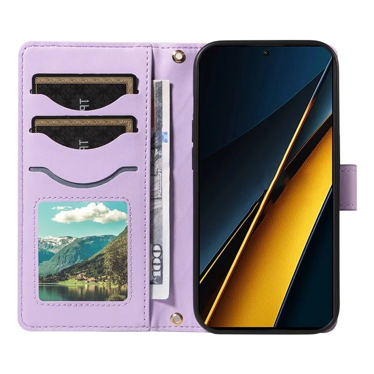 For Xiaomi Poco F6 Pro 5G / Redmi K70 5G / K70 Pro 5G Case Wallet Rhombus Leather Phone Cover with Shoulder Strap, Wrist Strap