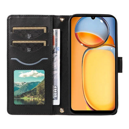 For Xiaomi Redmi 13C 5G / 13C 4G / 13R 5G /  Poco C65 4G / Poco M6 5G Case Wallet Rhombus Leather Phone Cover with Shoulder Strap, Wrist Strap