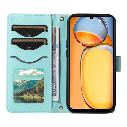 For Xiaomi Redmi 13C 5G / 13C 4G / 13R 5G /  Poco C65 4G / Poco M6 5G Case Wallet Rhombus Leather Phone Cover with Shoulder Strap, Wrist Strap