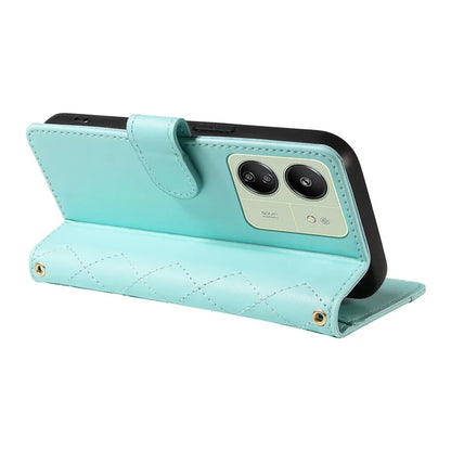 For Xiaomi Redmi 13C 5G / 13C 4G / 13R 5G /  Poco C65 4G / Poco M6 5G Case Wallet Rhombus Leather Phone Cover with Shoulder Strap, Wrist Strap