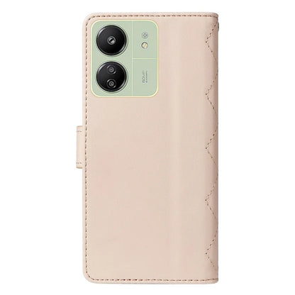 For Xiaomi Redmi 13C 5G / 13C 4G / 13R 5G /  Poco C65 4G / Poco M6 5G Case Wallet Rhombus Leather Phone Cover with Shoulder Strap, Wrist Strap