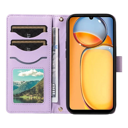 For Xiaomi Redmi 13C 5G / 13C 4G / 13R 5G /  Poco C65 4G / Poco M6 5G Case Wallet Rhombus Leather Phone Cover with Shoulder Strap, Wrist Strap