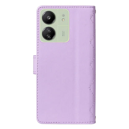 For Xiaomi Redmi 13C 5G / 13C 4G / 13R 5G /  Poco C65 4G / Poco M6 5G Case Wallet Rhombus Leather Phone Cover with Shoulder Strap, Wrist Strap