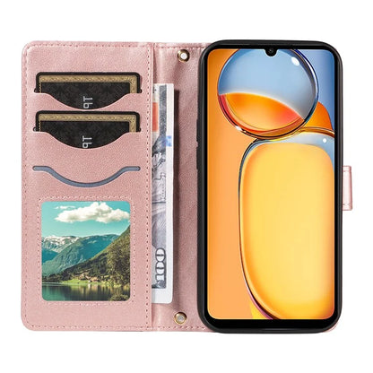 For Xiaomi Redmi 13C 5G / 13C 4G / 13R 5G /  Poco C65 4G / Poco M6 5G Case Wallet Rhombus Leather Phone Cover with Shoulder Strap, Wrist Strap