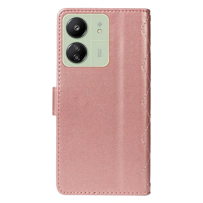 For Xiaomi Redmi 13C 5G / 13C 4G / 13R 5G /  Poco C65 4G / Poco M6 5G Case Wallet Rhombus Leather Phone Cover with Shoulder Strap, Wrist Strap