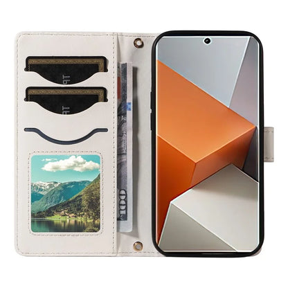 For Xiaomi Redmi Note 13 Pro+ 5G Case Wallet Rhombus Leather Phone Cover with Shoulder Strap, Wrist Strap
