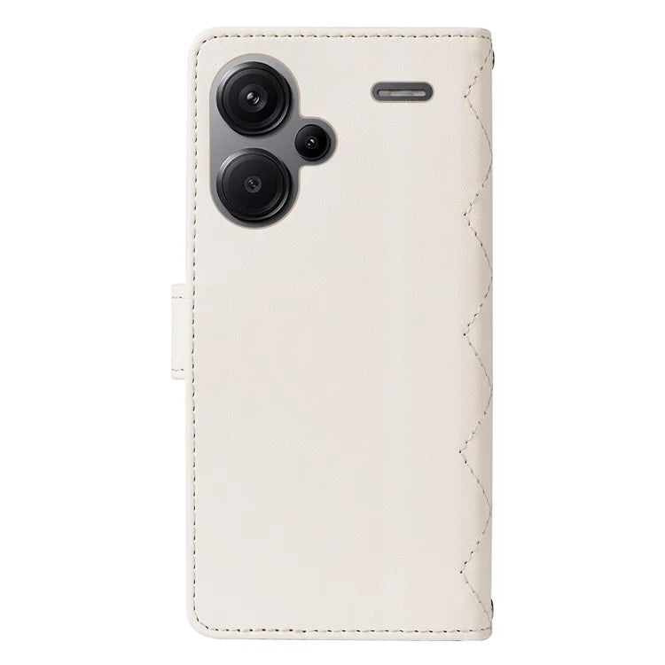 For Xiaomi Redmi Note 13 Pro+ 5G Case Wallet Rhombus Leather Phone Cover with Shoulder Strap, Wrist Strap