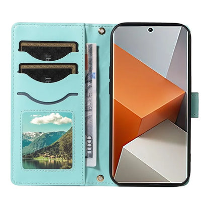 For Xiaomi Redmi Note 13 Pro+ 5G Case Wallet Rhombus Leather Phone Cover with Shoulder Strap, Wrist Strap