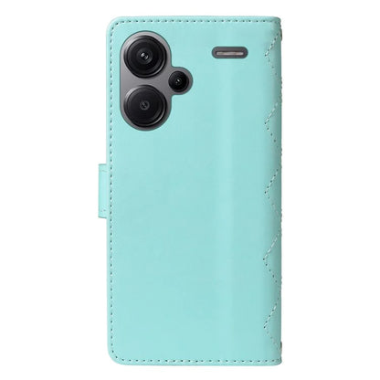For Xiaomi Redmi Note 13 Pro+ 5G Case Wallet Rhombus Leather Phone Cover with Shoulder Strap, Wrist Strap