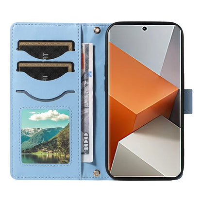 For Xiaomi Redmi Note 13 Pro+ 5G Case Wallet Rhombus Leather Phone Cover with Shoulder Strap, Wrist Strap
