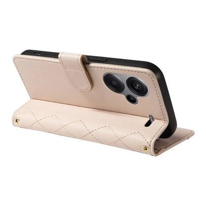 For Xiaomi Redmi Note 13 Pro+ 5G Case Wallet Rhombus Leather Phone Cover with Shoulder Strap, Wrist Strap