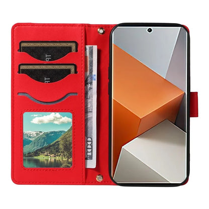 For Xiaomi Redmi Note 13 Pro+ 5G Case Wallet Rhombus Leather Phone Cover with Shoulder Strap, Wrist Strap