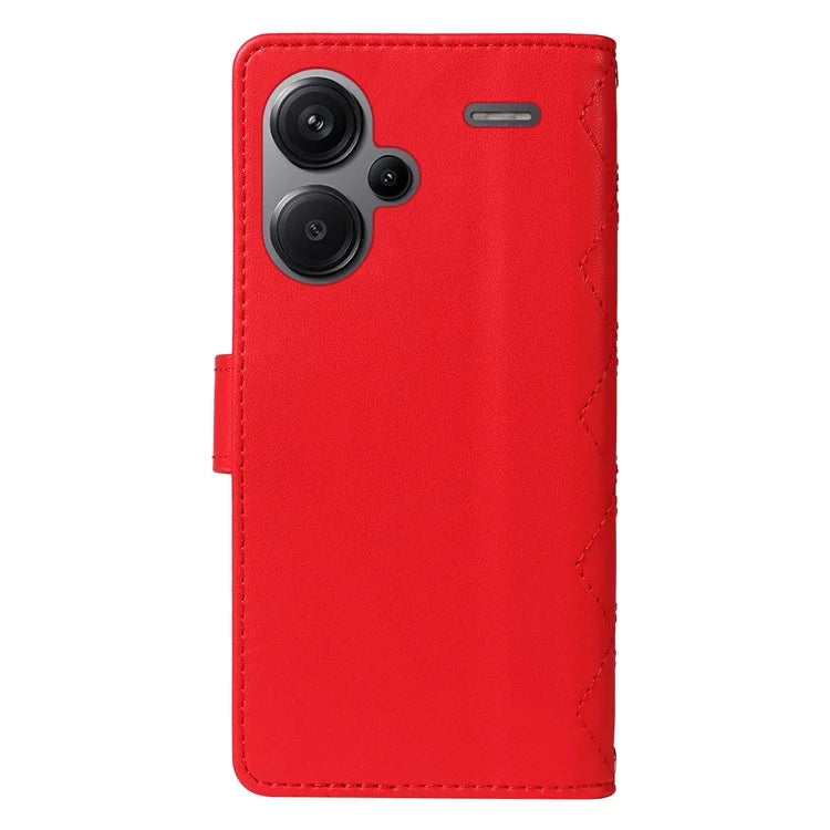 For Xiaomi Redmi Note 13 Pro+ 5G Case Wallet Rhombus Leather Phone Cover with Shoulder Strap, Wrist Strap