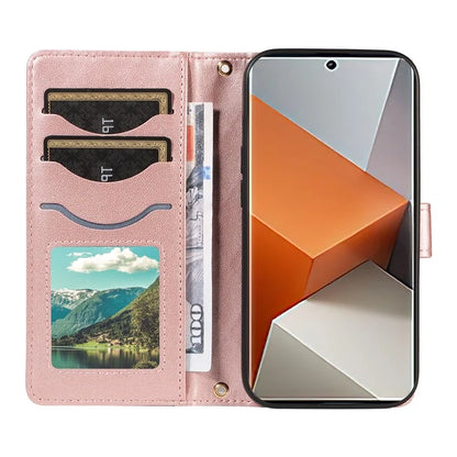 For Xiaomi Redmi Note 13 Pro+ 5G Case Wallet Rhombus Leather Phone Cover with Shoulder Strap, Wrist Strap