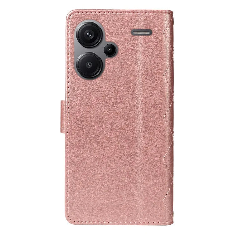 For Xiaomi Redmi Note 13 Pro+ 5G Case Wallet Rhombus Leather Phone Cover with Shoulder Strap, Wrist Strap