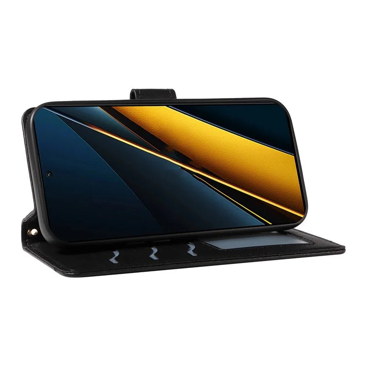 For Xiaomi Poco X6 Pro 5G / Redmi K70E 5G Case Wallet Rhombus Leather Phone Cover with Shoulder Strap, Wrist Strap