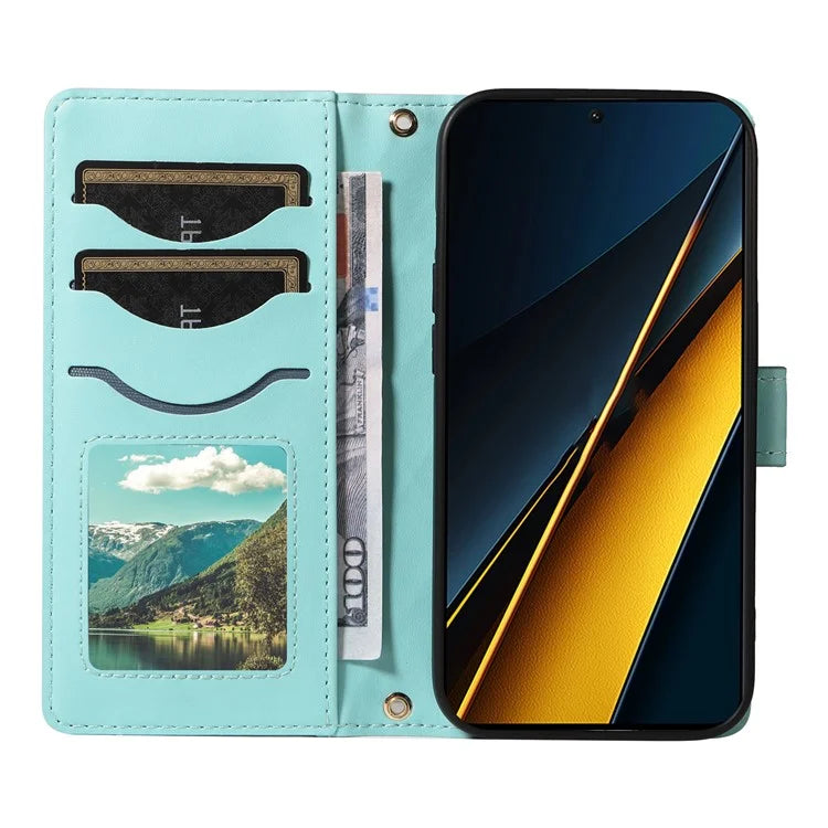 For Xiaomi Poco X6 Pro 5G / Redmi K70E 5G Case Wallet Rhombus Leather Phone Cover with Shoulder Strap, Wrist Strap