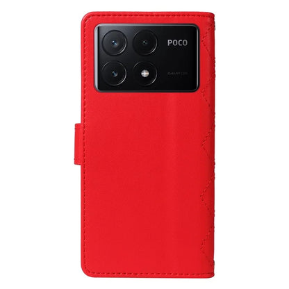 For Xiaomi Poco X6 Pro 5G / Redmi K70E 5G Case Wallet Rhombus Leather Phone Cover with Shoulder Strap, Wrist Strap