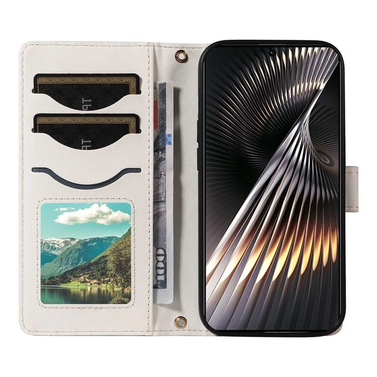 For Xiaomi Redmi 13 5G / 4G / Note 13R 5G / Poco M6 4G Case Wallet Rhombus Leather Phone Cover with Shoulder Strap, Wrist Strap