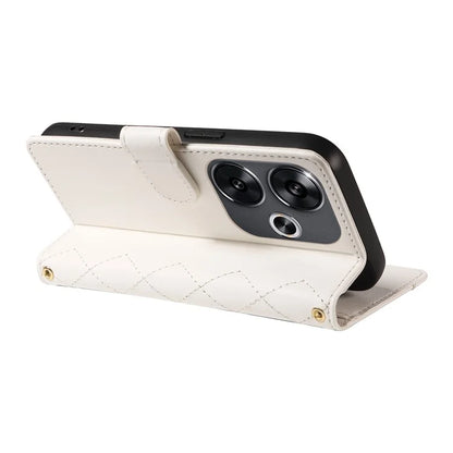 For Xiaomi Redmi 13 5G / 4G / Note 13R 5G / Poco M6 4G Case Wallet Rhombus Leather Phone Cover with Shoulder Strap, Wrist Strap