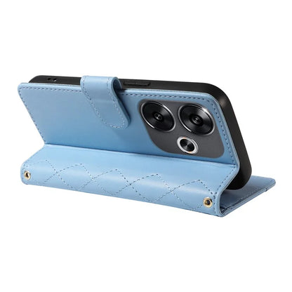 For Xiaomi Redmi 13 5G / 4G / Note 13R 5G / Poco M6 4G Case Wallet Rhombus Leather Phone Cover with Shoulder Strap, Wrist Strap