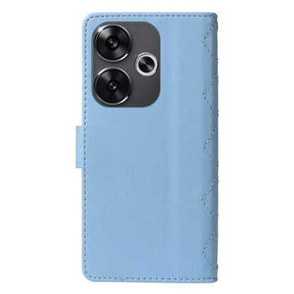 For Xiaomi Redmi 13 5G / 4G / Note 13R 5G / Poco M6 4G Case Wallet Rhombus Leather Phone Cover with Shoulder Strap, Wrist Strap
