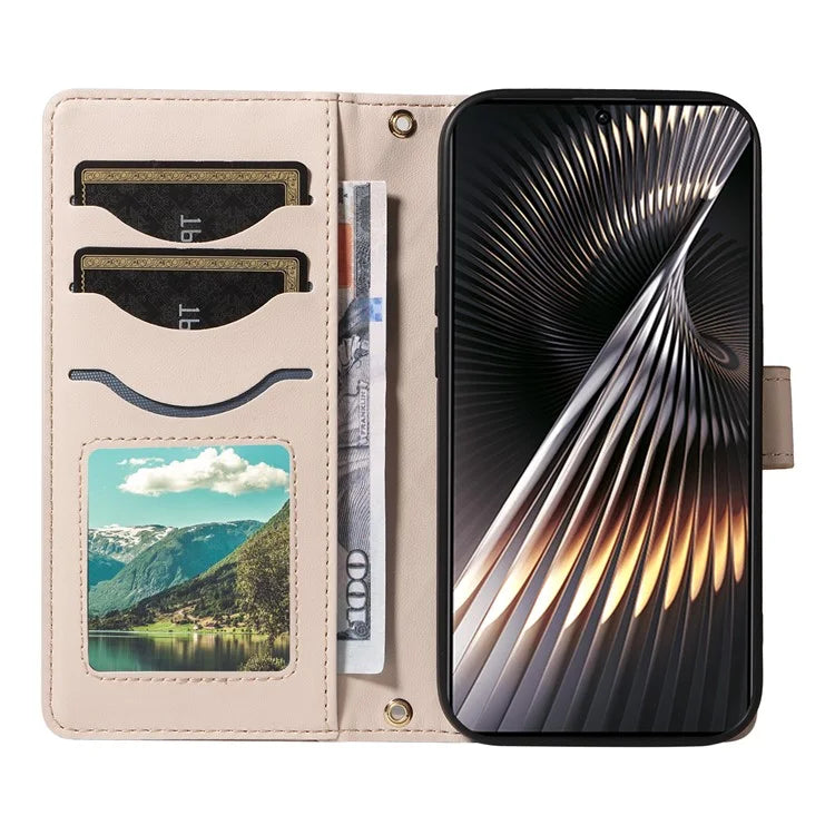 For Xiaomi Redmi 13 5G / 4G / Note 13R 5G / Poco M6 4G Case Wallet Rhombus Leather Phone Cover with Shoulder Strap, Wrist Strap