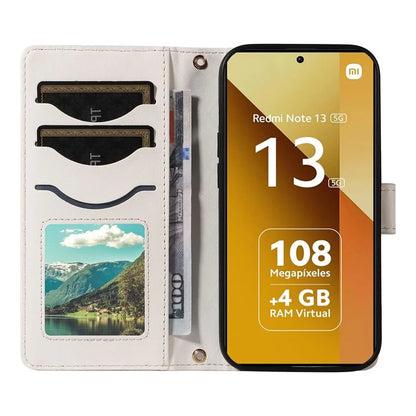 For Xiaomi Redmi Note 13 5G Case Wallet Rhombus Leather Phone Cover with Shoulder Strap, Wrist Strap