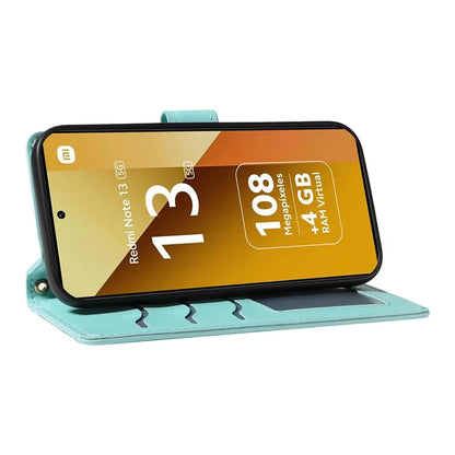 For Xiaomi Redmi Note 13 5G Case Wallet Rhombus Leather Phone Cover with Shoulder Strap, Wrist Strap