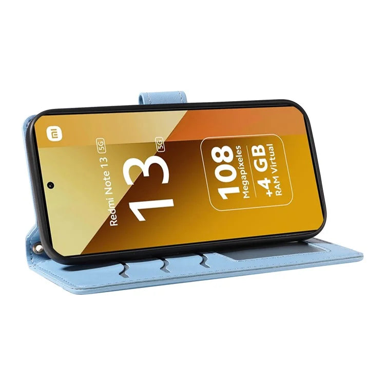 For Xiaomi Redmi Note 13 5G Case Wallet Rhombus Leather Phone Cover with Shoulder Strap, Wrist Strap